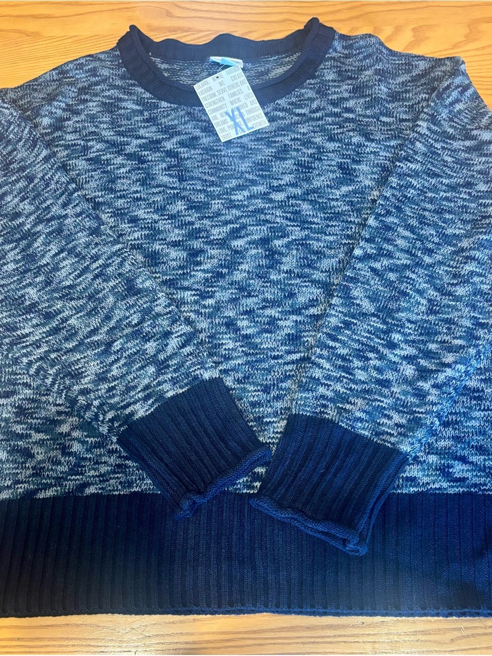 New with Tags- LulaRoe Harper sweater. Heathered Navy/Light Blue/Dark Teal XL